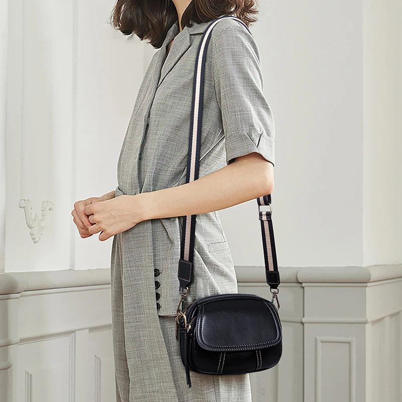 Genuine Leather Women's Bag, Fashionable and High-end, Small Round Cowhide Casual Women's Single-shoulder Crossbody Small Bag