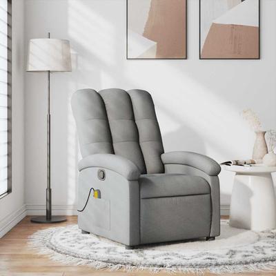 Vidaxl Foldable Massage Armchair, Light Gray, Fabric Upholstered