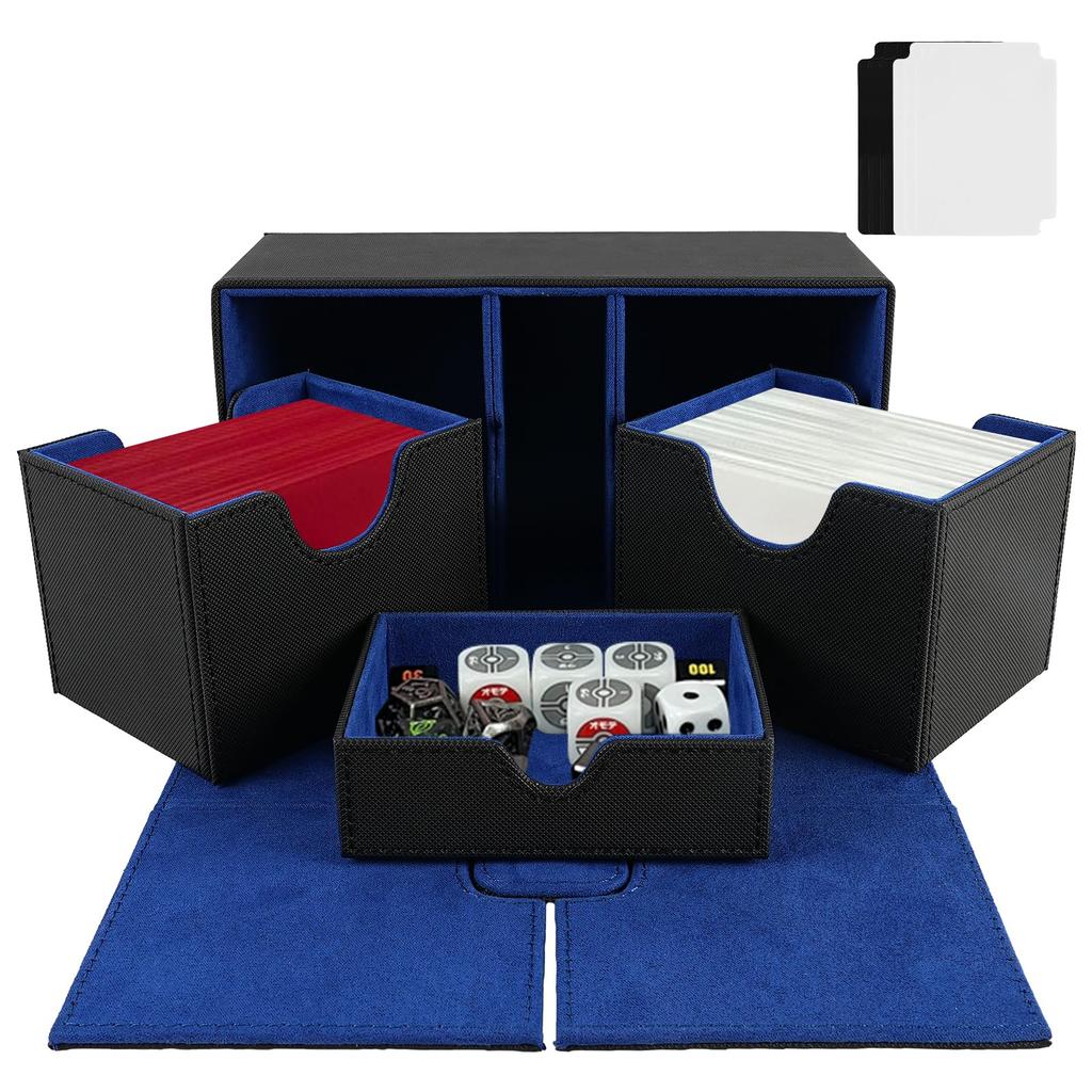 Voocye Deck Holds 200 Trading Card Storage PU Trading Card Case with 6 Compatible with and Other Card Games Blue Case, Cards, Case, Box, Magnetic,
