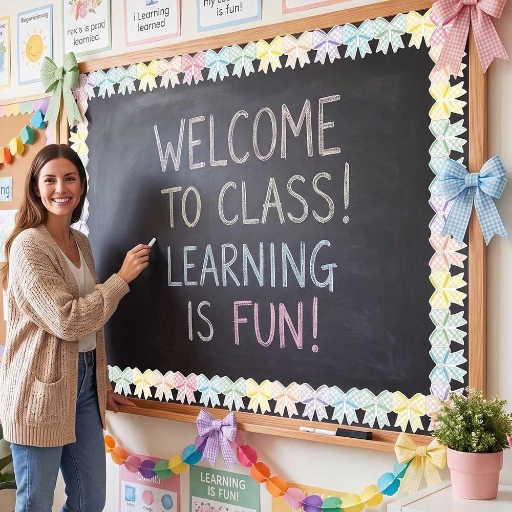 Self-Adhesive Bulletin Board Trim Poster Border Stickers  for Classroom Decorations