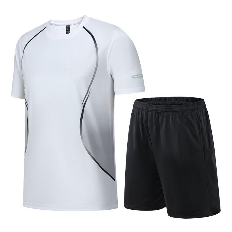 

Унисекс Летний Спортивный Костюм Быстросохнущий: Свободная, дышащая футболка для повседневного фитнеса, бега и тренировок 2XL (150-170 jin) белый