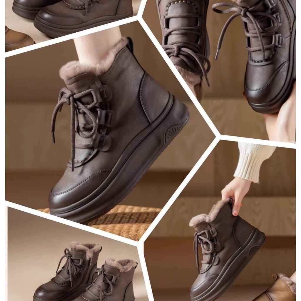 Women's Super Soft Cotton Snow Boots, Plus Velvet Warm Mid-Calf Martin Boots for Autumn and Winter