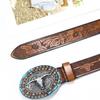 Vintage Western Belt Longhorn Bull Belt Buckle Belt Cowboy Belt With Big Buckle Jeans Belt Leather Belt Beaded Belt