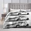Micra K11 Sketch Blankets Soft Warm Flannel Throw Blanket Plush for Bed Living room Picnic Travel Home Couch