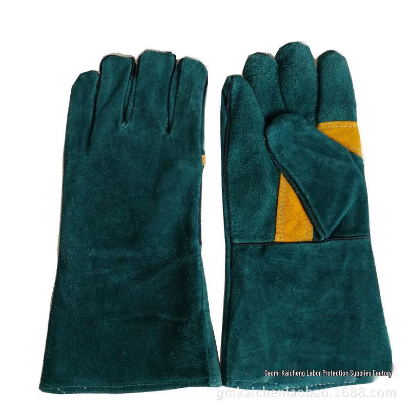 

Перчатки из коровьей кожи для сварки и защиты труда - износостойкие и толстые 35cm Green