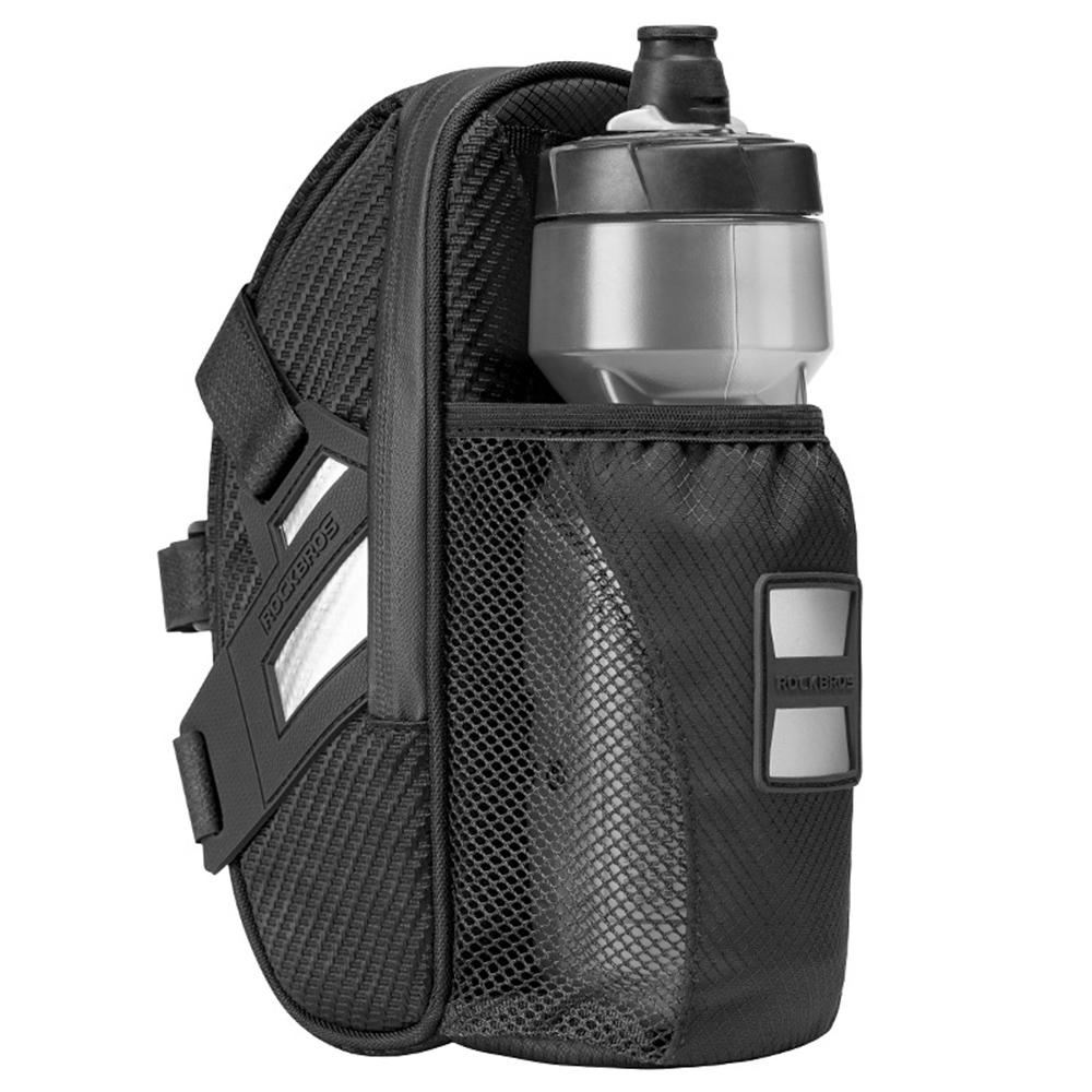 ROCKBROS 1L Water Bottle Bag for Bicycle Tail Pack Bike Rear Seat Saddle Bag with Reflective Strips A