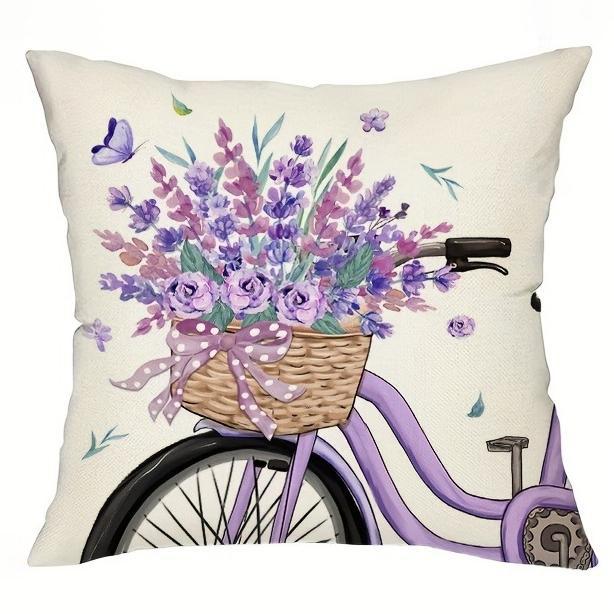 Home Decor Lavender Flowers & Home Sweet Phrases Cushion Covers Pattern Cushion Cover Suitable for Sofa Bedroom Car Pillow Cover