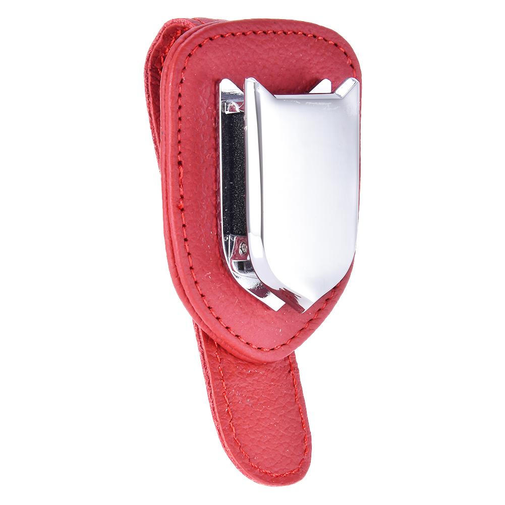 1Pcs Car Glasses Holder Universal Car Visor Sunglasses Holder Clip Leather Eyeglasses Hanger And Ticket Card Clip Eyeglasses