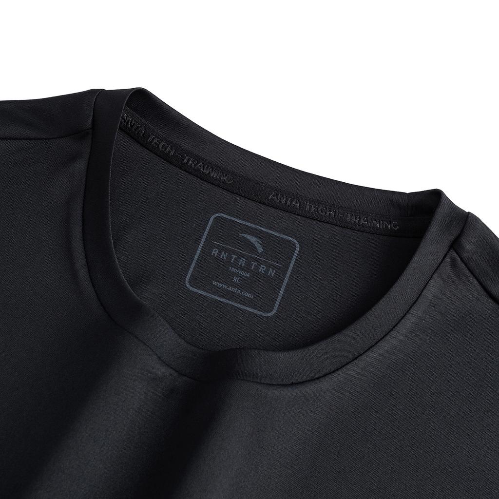 Anta Training Short Sleeve Knit Shirt Summer T-Shirt Men Tops Basic-Black 952627101-5