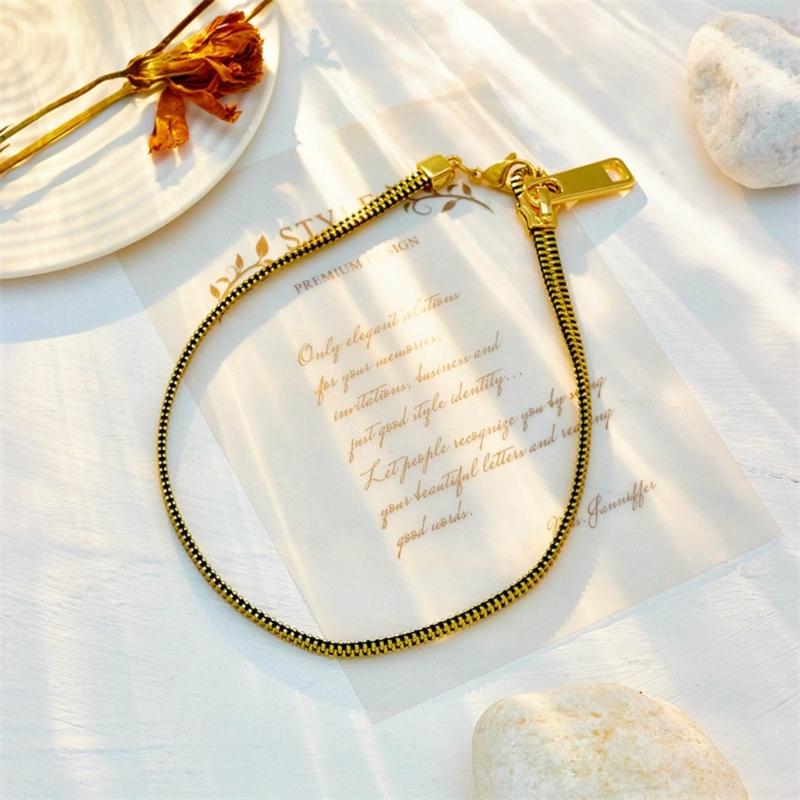 Punk Gold Color Alloy Metal Zipper Choker Necklace for Women Trend Thick Clavicle Chain Collar Vintage Necklaces