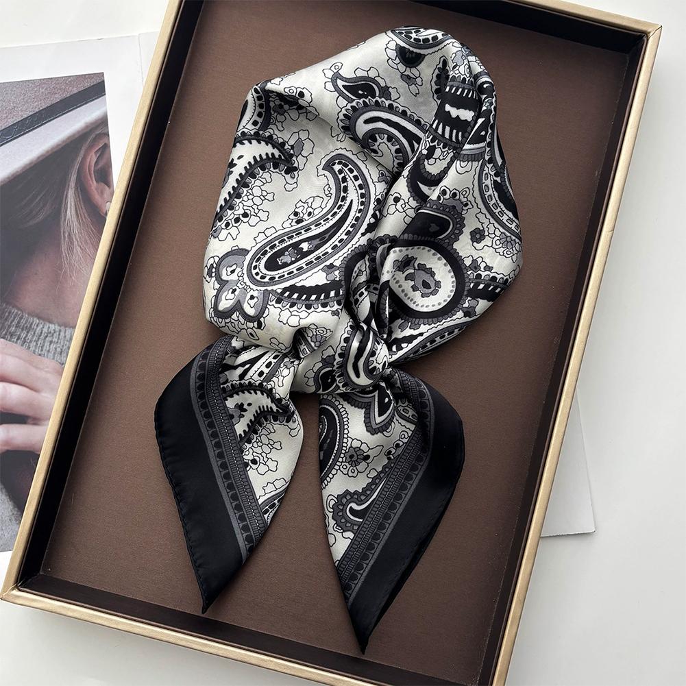 Paisley Cashew Print Women Scarf Silk Feel All Season Versatile Square Headscarf Shawl Body Clothing Accessories