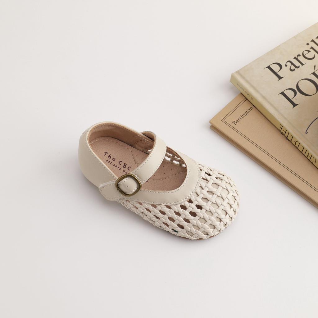 XSHX "Retro-Geflecht" Mädchen Mary Jane Sandalen mit Aussparungen Flacher Einstieg Frühling und Sommer Atmungsaktiv Baotou [Wenzhou Schuhe]