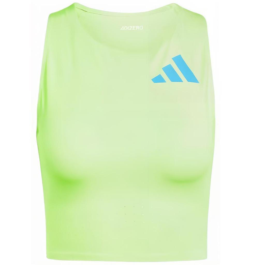 New Adidas Adizero Road To Records Crop Top Sport Vests Women's Light Green IT5774