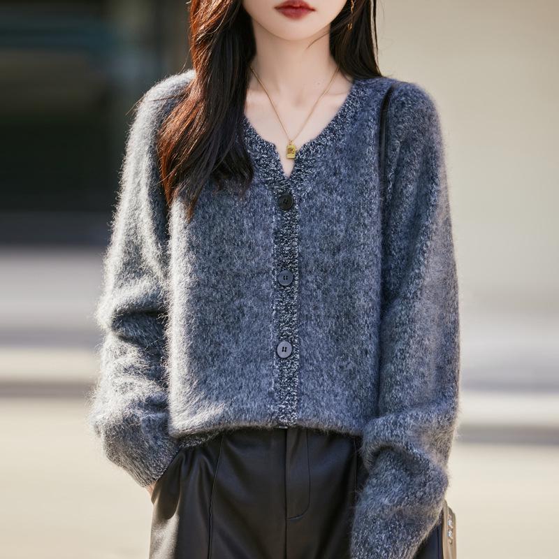 Women’s French Style Floral Wool Knit Cardigan - Cozy Autumn/Winter Fashion 2025