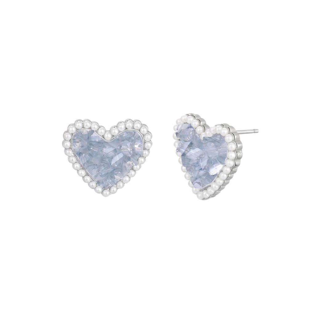 K gold plated [Blue Heart Autumn New Temperament Versatile Love Blue Earrings Niche Design Light Luxury Earrings