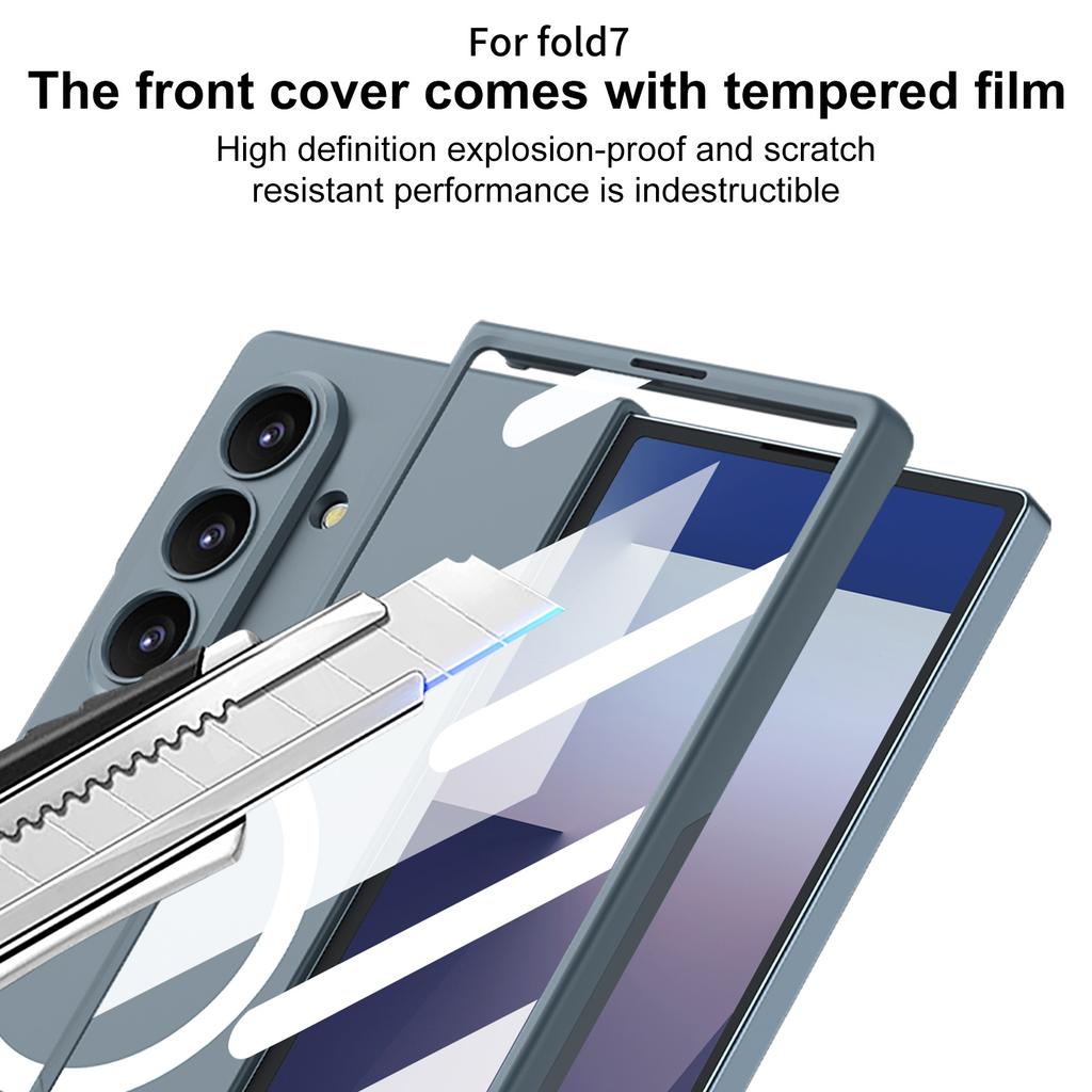 Ultrathin Magnetic Case For Samsung Galaxy Z Fold 7 With Clear Tempered Glass Screen Protector