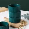 Emerald Green Gold-Rimmed Tableware Set: Vertical Stripes Design, Creative Rice and Soup Bowls