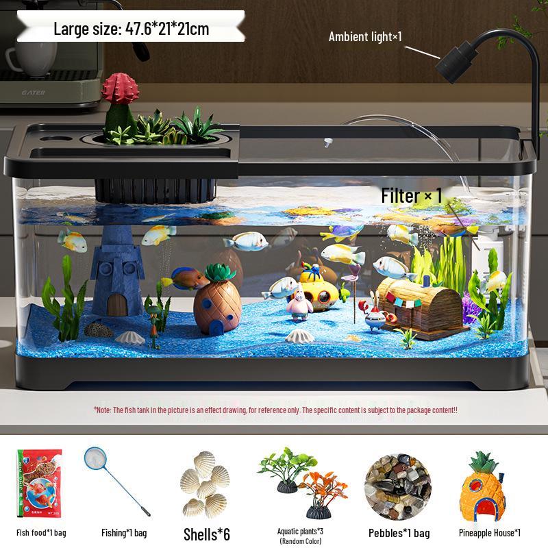 Eco-Friendly Desktop Goldfish Tank with Integrated Filter & Aerator for Living Room – Betta Fish Landscaping Aquarium