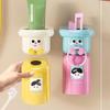 Cartoon Magnetic Toothbrush Holder Punch-Free Upside Down Wall Mounted Bathroom Storage Rack Gargle Cup Organizer