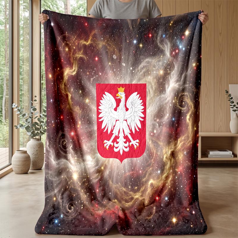 Poland Football Printed Flannel Blanket Skin Friendly Warm Decorative Throw for Indoor Couch Bed Daily Use