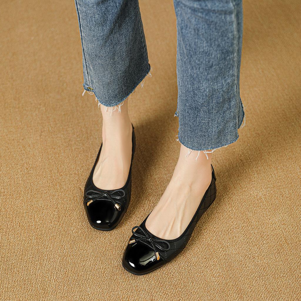 Fashion Classic Mixed Colors Flats Woman Spring Bowtie Ballet Shoes Traf Plaid Roll-Up Loafers Ladies Gold Ballerinas Office Dress Shoes