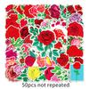 50pcs Waterproof Rose Flower Graffiti Stickers for DIY, Water Bottles, and Luggage