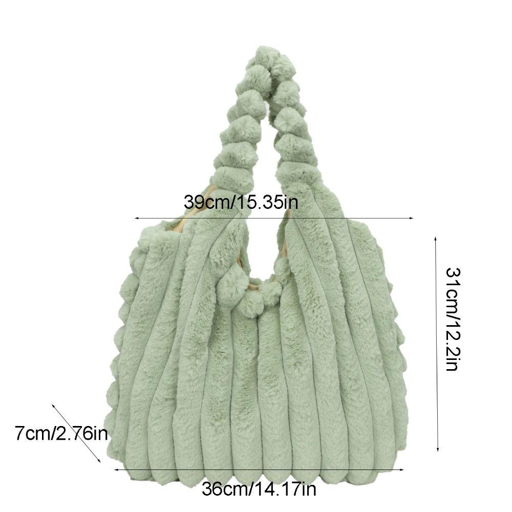 Solid Color Plush Handbag Korean Style Plush Shoulder Bag Kawaii Plush Tote Bag Female/Girls