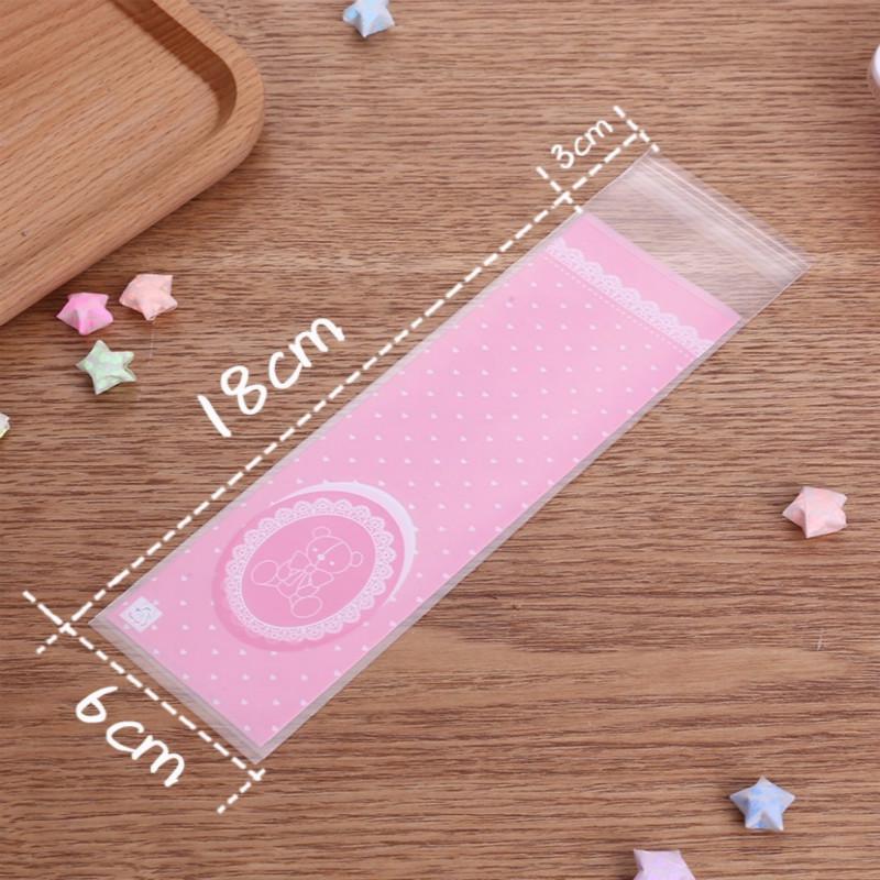 Прозрачные самоклеящиеся пакеты-запечатыватели OPP для DIY подарков, конфет, печенья, выпечки pink bear
