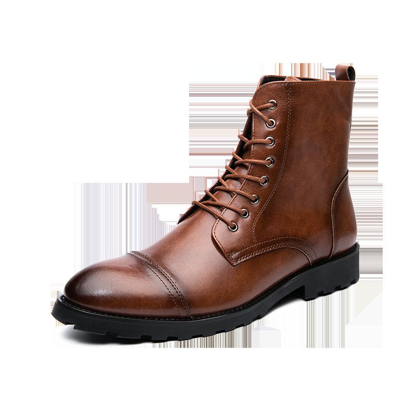 

Martin boots men s high-top British style Korean version new boots tooling boots men s leather shoes high leather shoes 48 коричневий