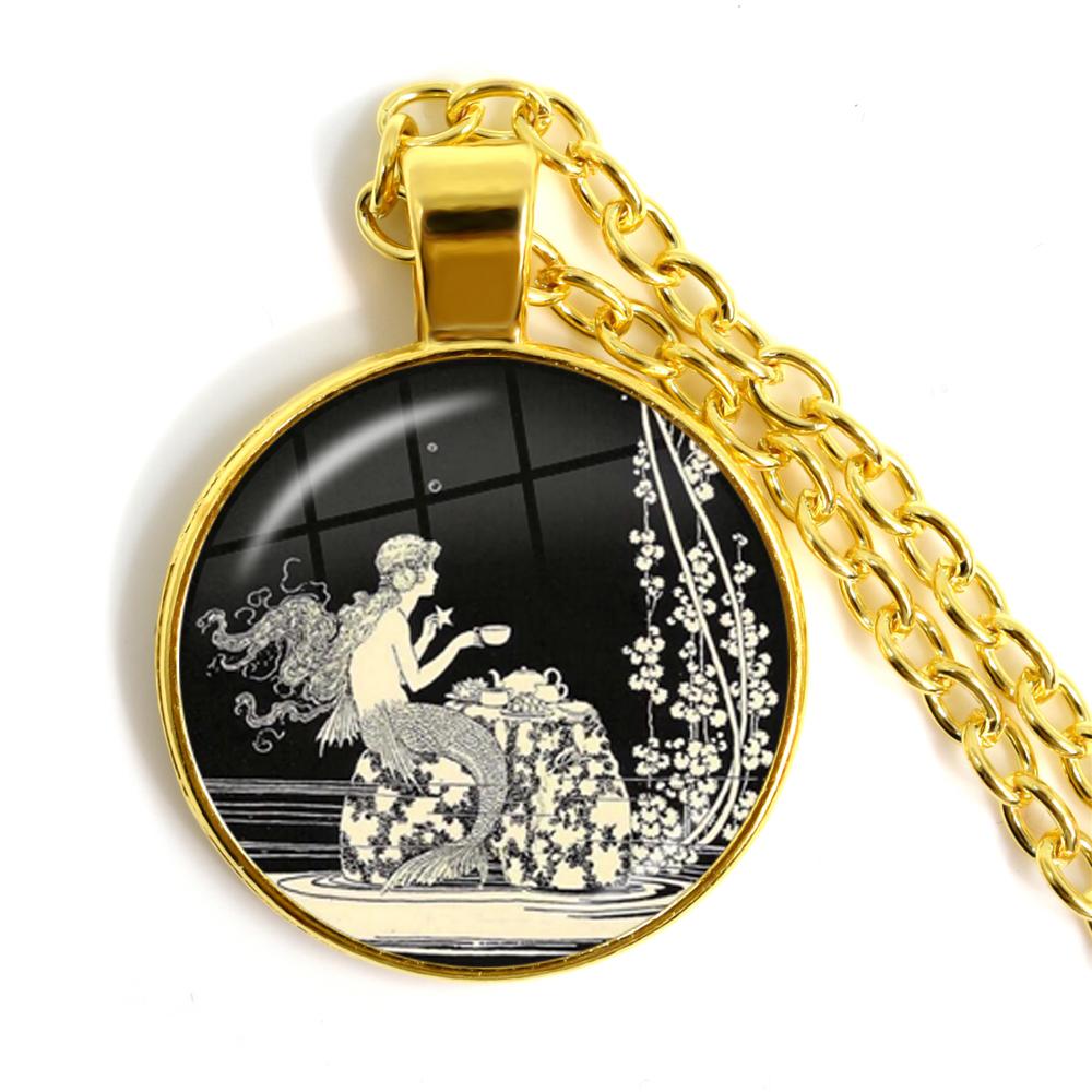 Handmade Vintage Frog Fairy Pendant Necklace Glass Cabochon Fashion Women Charm Jewelry Necklaces and Chains Female