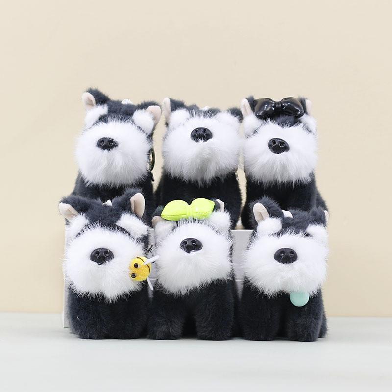 Keychain Plush Schnauzer Pp Cotton Stuffed Animal For Bag Decoration  Animal