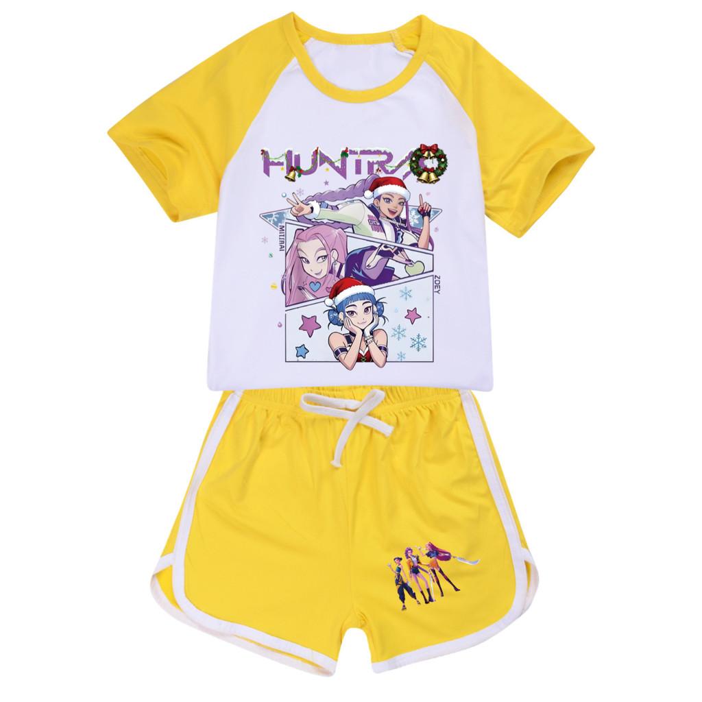 5095 Kids Girls Christmas POP Rumi Zoey Mira Print T-shirt Shorts Sport Tracksuit Clothes Set