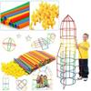 100Pcs Colorful Straw Building Blocks Toy Straw Building Blocks Toy Connector Set Colorful Sports Skills Children'S Education