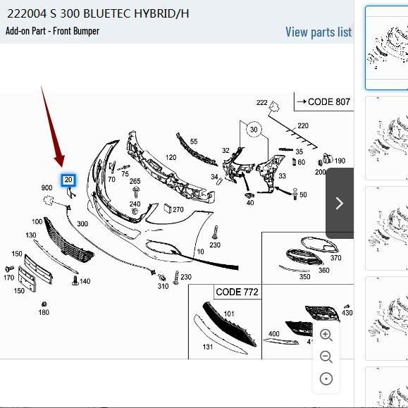M-B W222 S350 Frontstoßstange Abschlepphakenabdeckung, grundiert