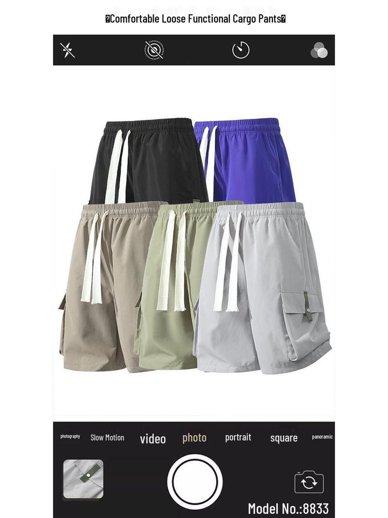 Men's Summer American Style Quick-Dry Outdoor Workwear Shorts with Large Pockets