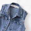 Trendy European-Style Embroidered Denim Vest for Women - Versatile Sleeveless Jacket, Short Style for Spring and Autumn 2025