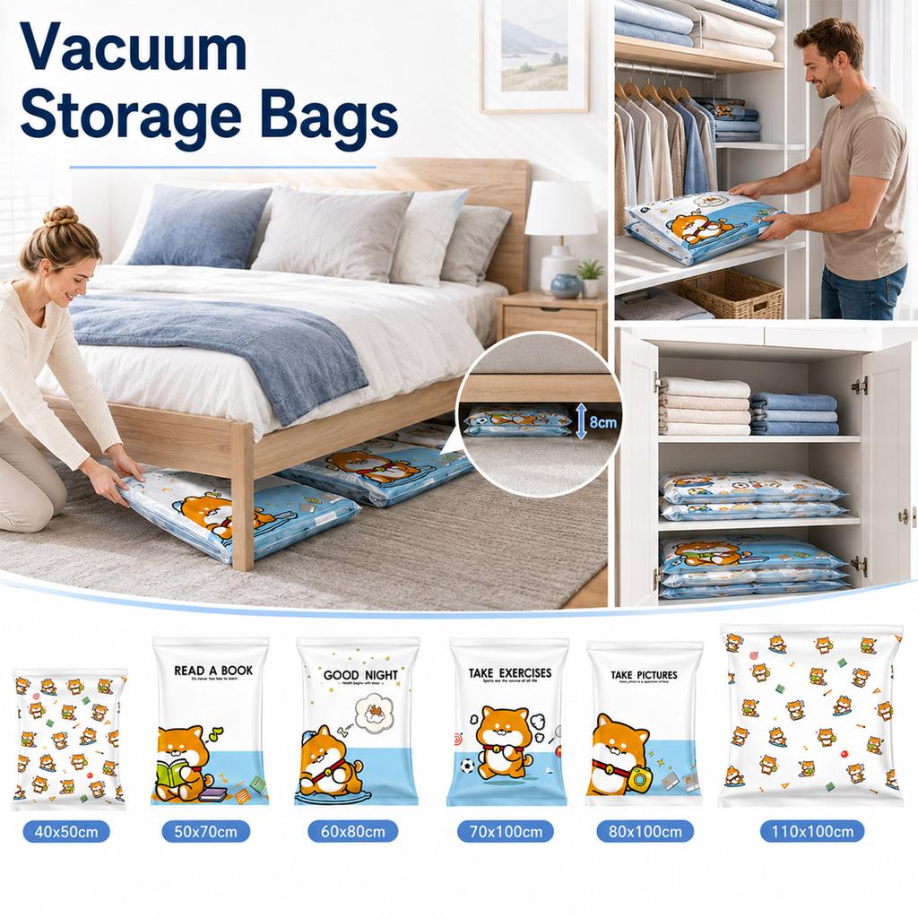 Vacuum Storage Bags for Bedding Quilt Comforter Duvet Organizer Space Saver with Air Removal Valve for Home Use