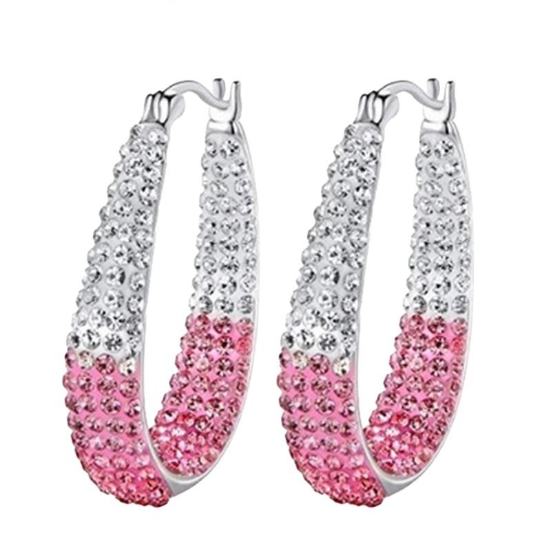 New Women's Earrings Lucky Crystal Small Hoop Earrings Creative U Shape Colorful Silver Earrings Women's Wedding Jewelry