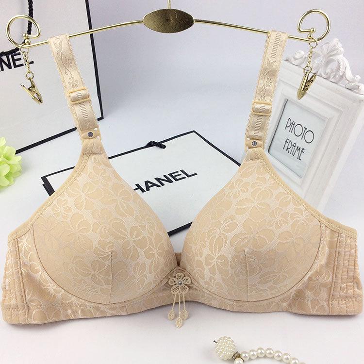 Women's solid color bra comfortable no steel ring bra no magnetic no steel ring middle-aged and elderly breathable underwear underwear direct batch