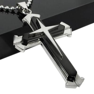 Regalo con ciondolo a forma di croce da uomo in acciaio inossidabile, collana a catena