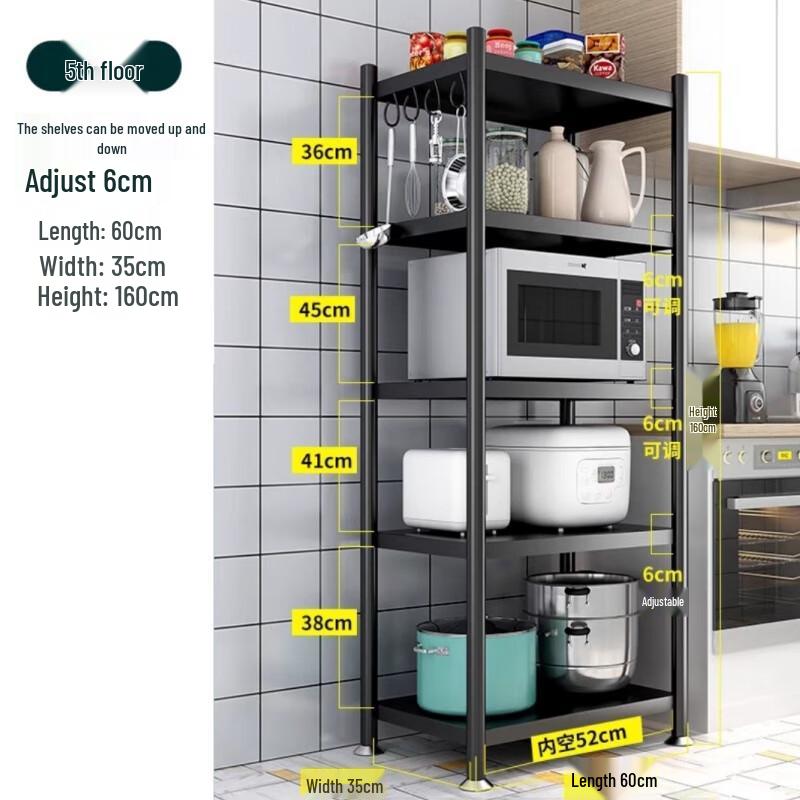 Heavy-Duty 5-Tier Mobile Kitchen Storage Rack