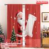 2pcs 2D Flat Printing Merry Christmas Party Curtains Santa Christmas List Stars Polyester Fabric Without Electricity Festive