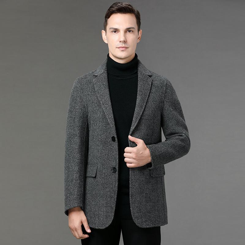 

Куртка мужская осенне-зимняя новая двухсторонняя шерстяная верхняя часть повседневное пальто теплая шерстяная одежда костюм для мужчин среднего возраста 4XL