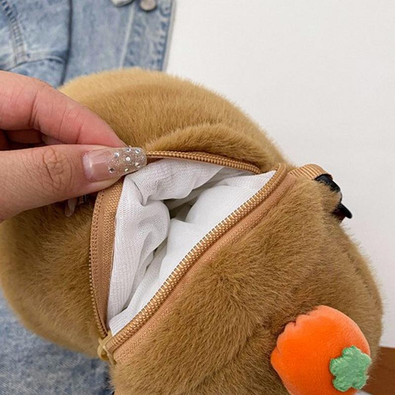 Cute  Capybara Plush Backpack Large Capacity Capybara Crossbody Bag Handbag Soft Capybara School Bag For Girls Birthday Gifts