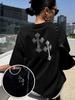 Front and Back Printed Tshirt Cross Religious Symbol Pattern Womens Round Neck Casual Short Sleeve Trendy Fashion Casual Style