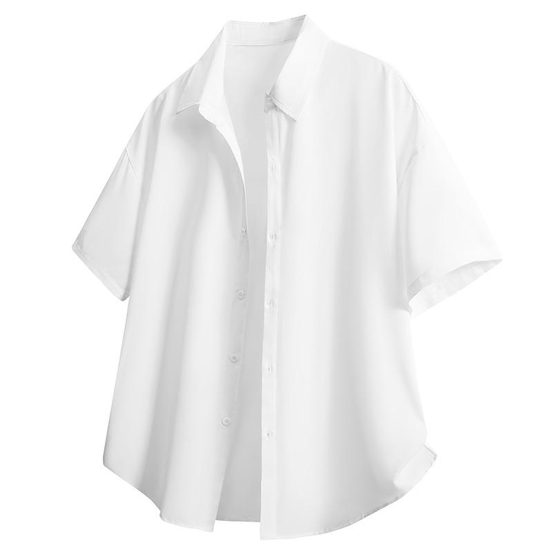 Hanging Ice Silk Black Short Sleeved Men's Summer Solid Color Loose Short Sleeved T-shirt