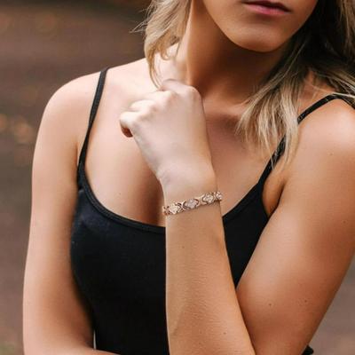 Bracciale da Donna Forma di Fiore Strass Scintillanti Intarsiati Versatile Galvanizzato Superficie Liscia Bracciale Gioielli per Vestire Regalo
