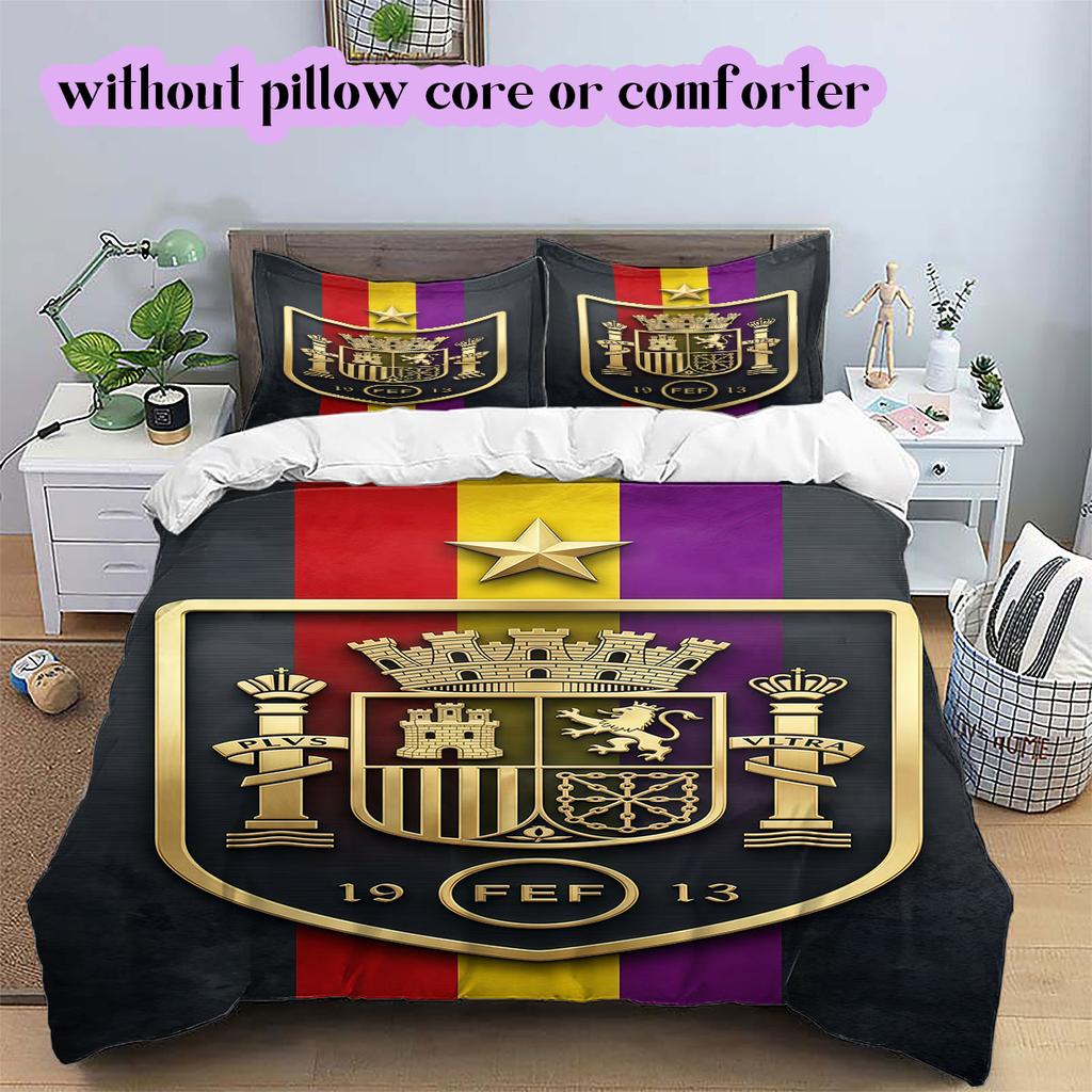 Spain Football Soccer Pattern Bedding,Quilt Set Quilt Cover Pillowcase Home Birthday Gift (1*duvet Cover+2*pillowcase,without Core)
