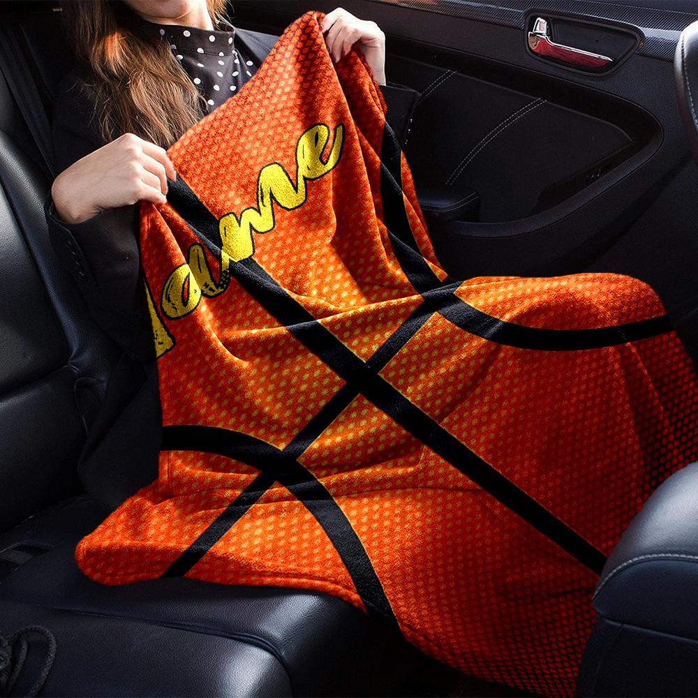 Custom Name Basketball Theme Printed Blanket - Perfect for Couch, Bed, Travel & Outdoor Use | Machine Washable, Cozy & Durable.
