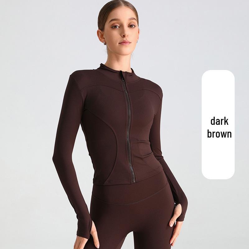 European & American Zipper Yoga Jacket - Quick-Drying, Slimming, Long Sleeve Fitness Top for Women